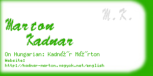 marton kadnar business card